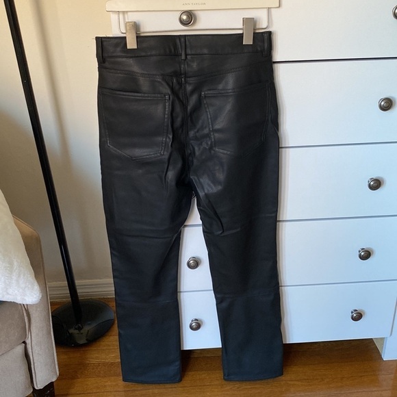 H&M Faux Leather high rise straight pants, black, size 8 - Picture 5 of 6